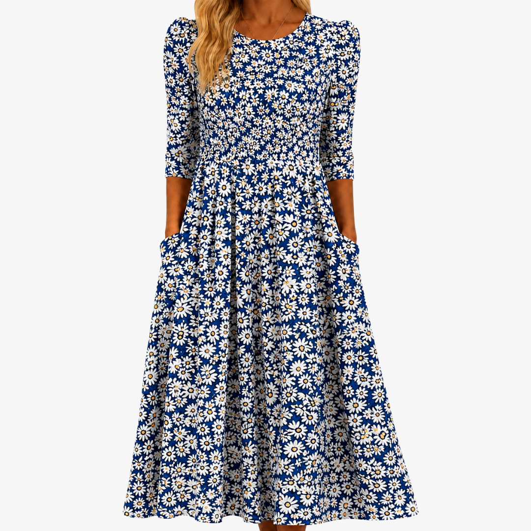 Joan™ | Blue Daisy Garden Pocket Maxi Dress