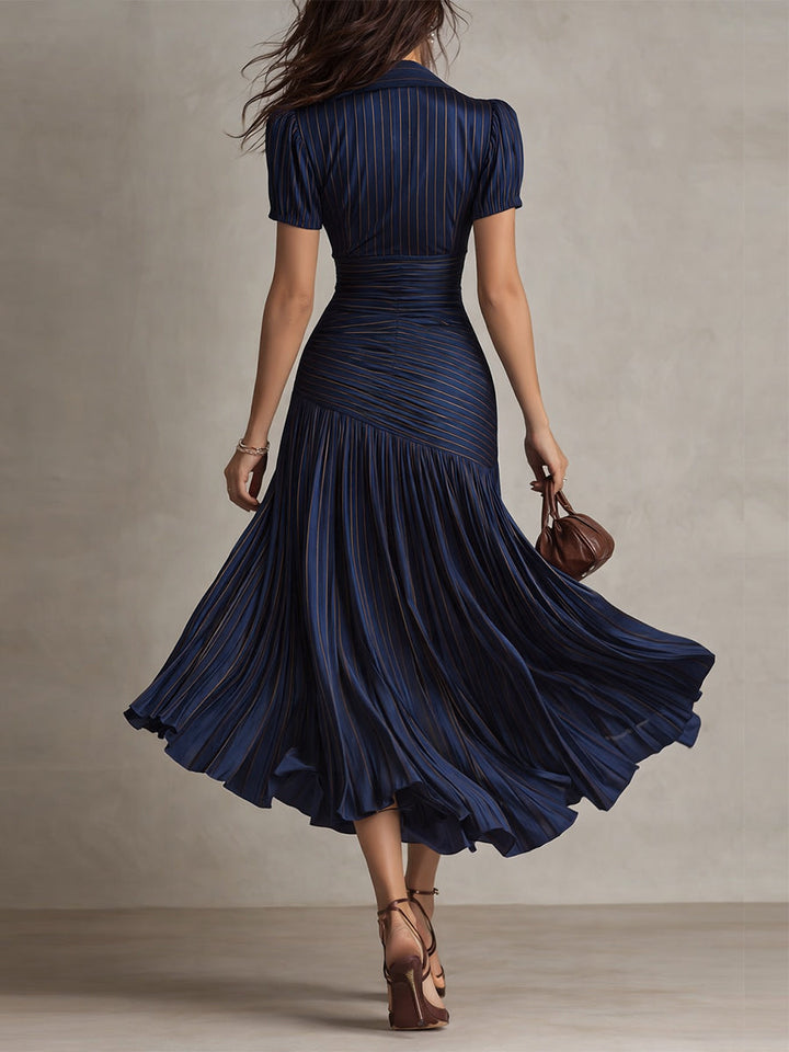 Frances ∙ Retro Striped Satin Midi Dress