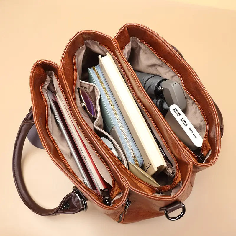 Stylish Authentic Leather Vintage Boston Bag