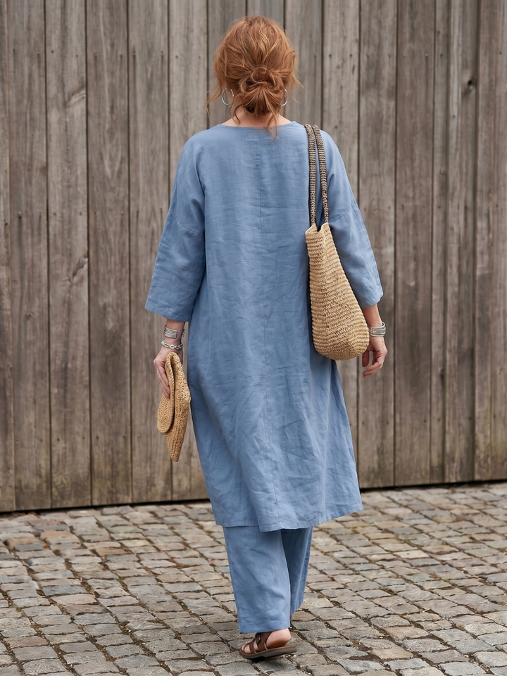 Onyx - Loose Tunic Top Wide Leg Pant Set