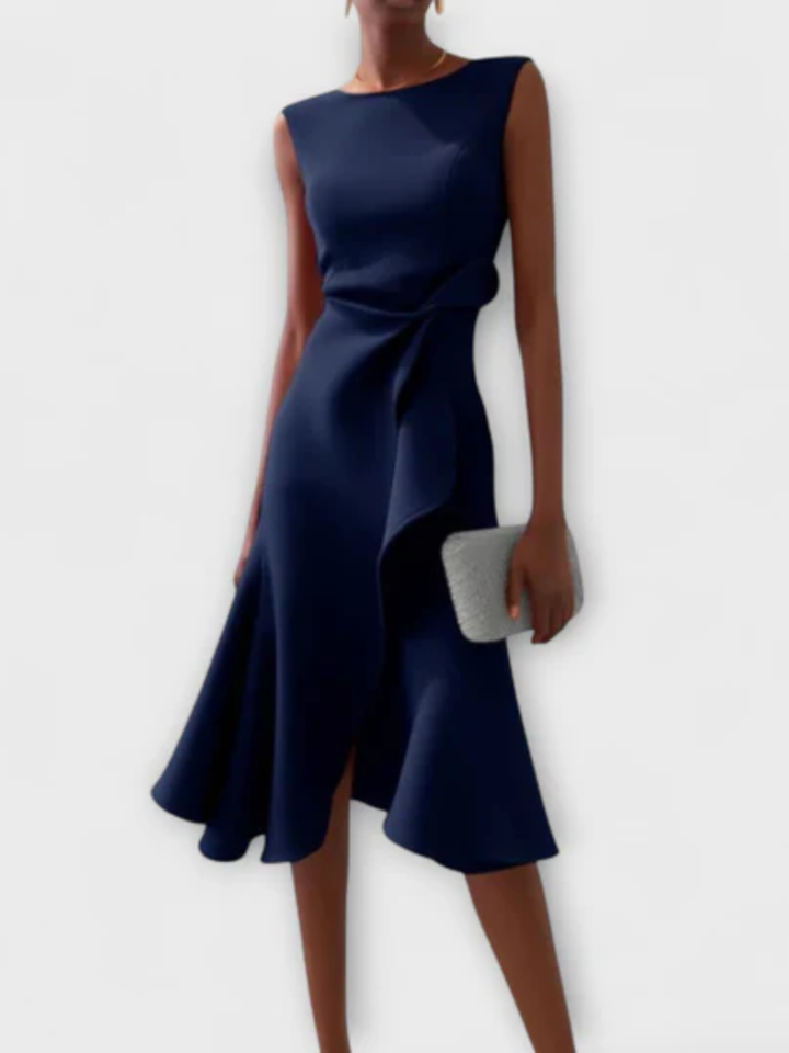 Mireya™ | Draped Waist Midi Dress