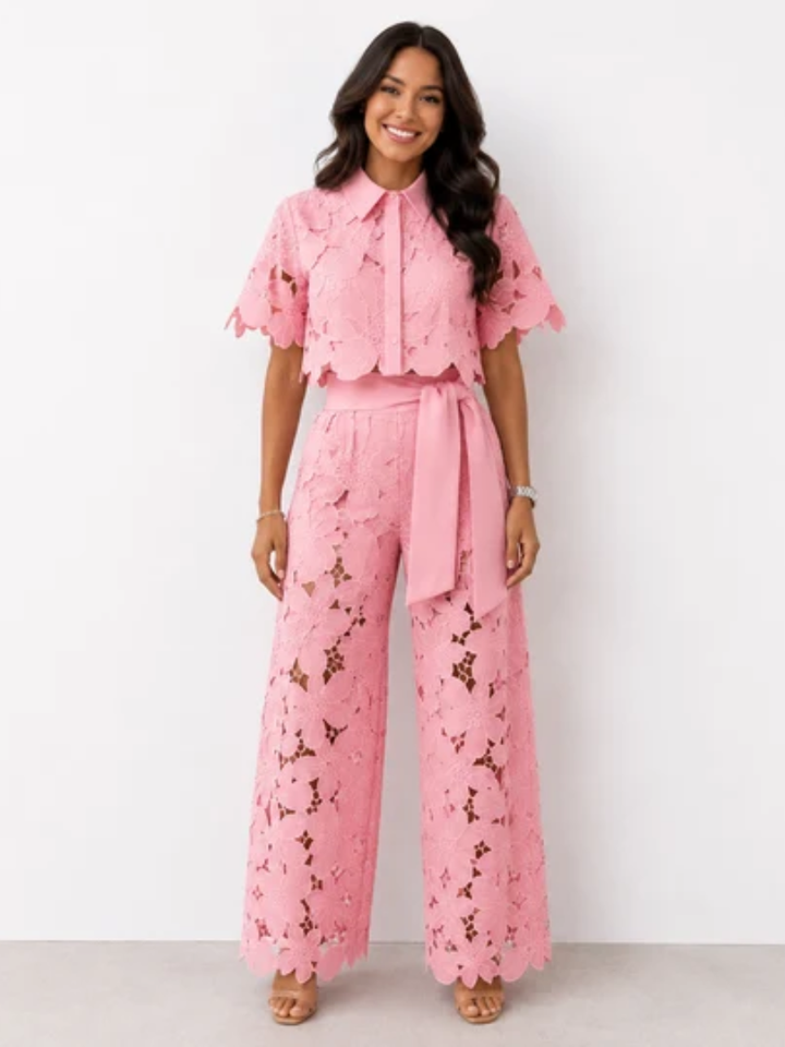 Janice™ | Elegant Floral Lace Two Piece Set