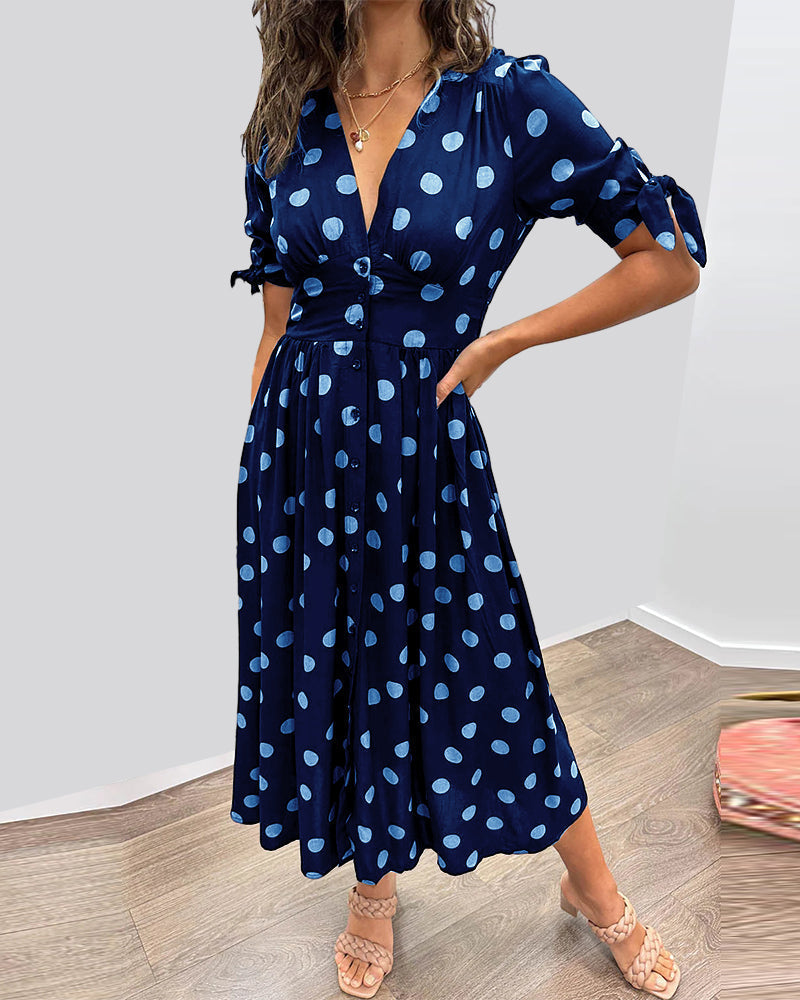 Victoire™ | Elegant Polka Dot Dress