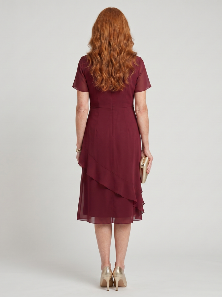 Aria™ | Twist Waist Ruffle Midi Dress