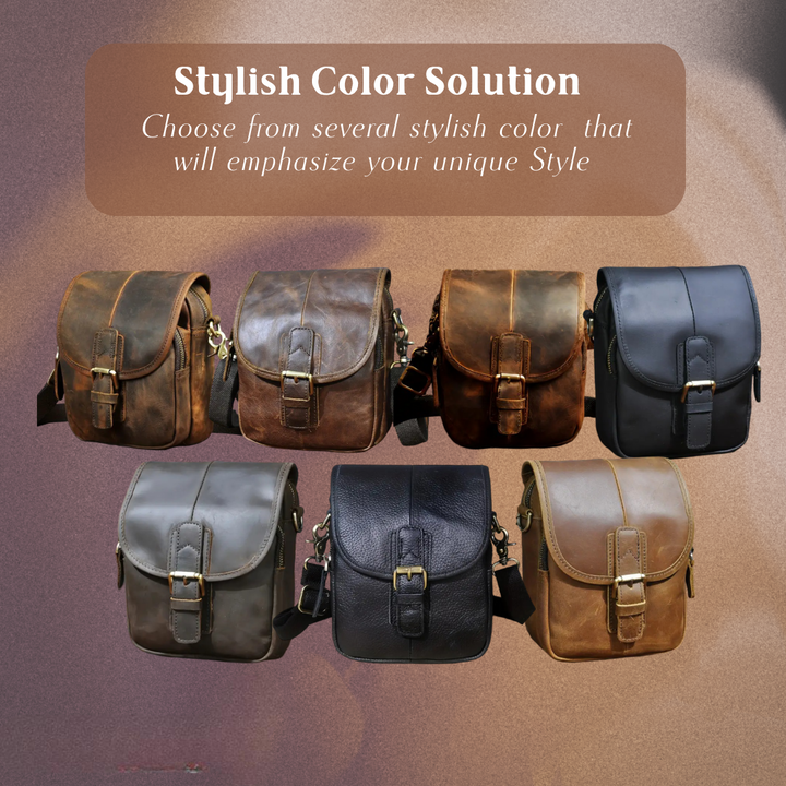 Luke - Sleek Leather Crossbody Pouch with Buckle Closure