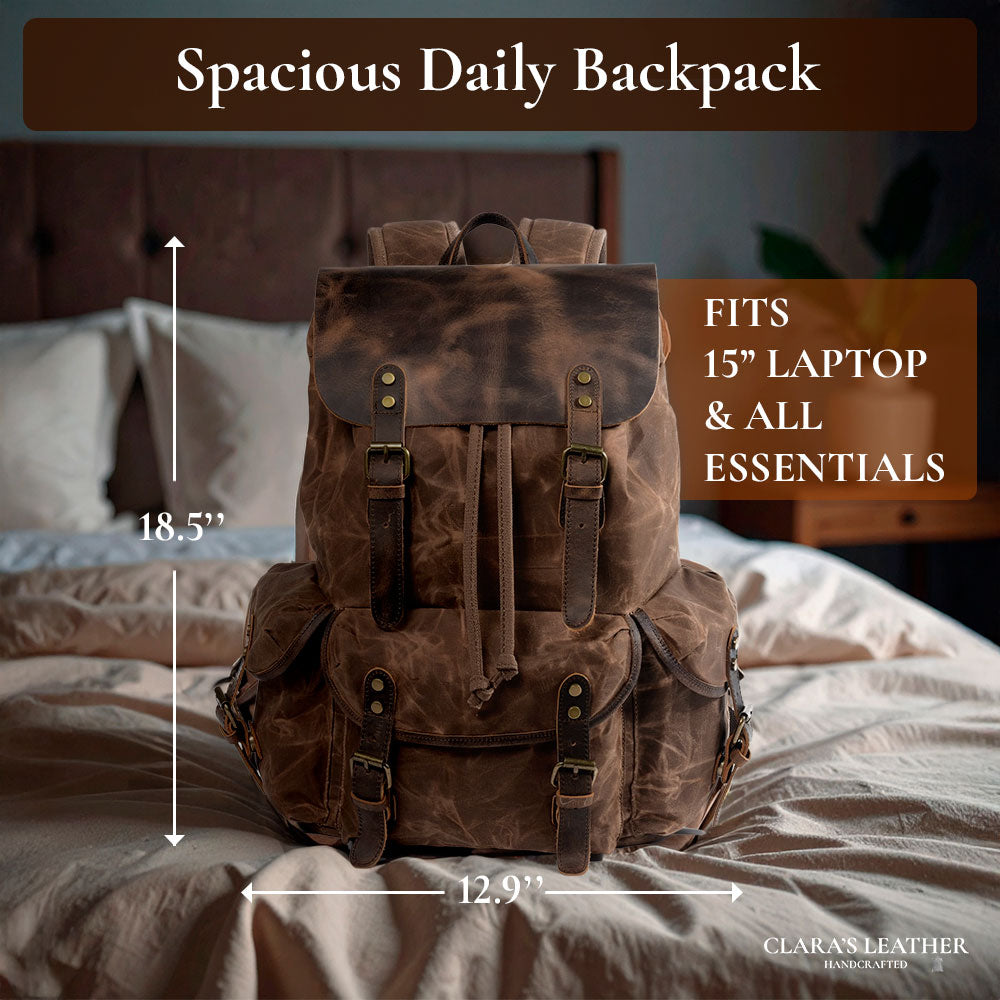 James - Classic Canvas and Leather Backpack