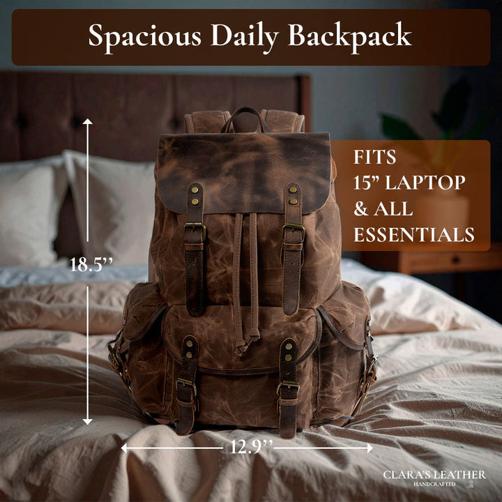 James - Classic Canvas and Leather Backpack
