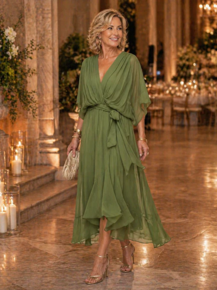 Monica™ | Elegant V-Neck Dress