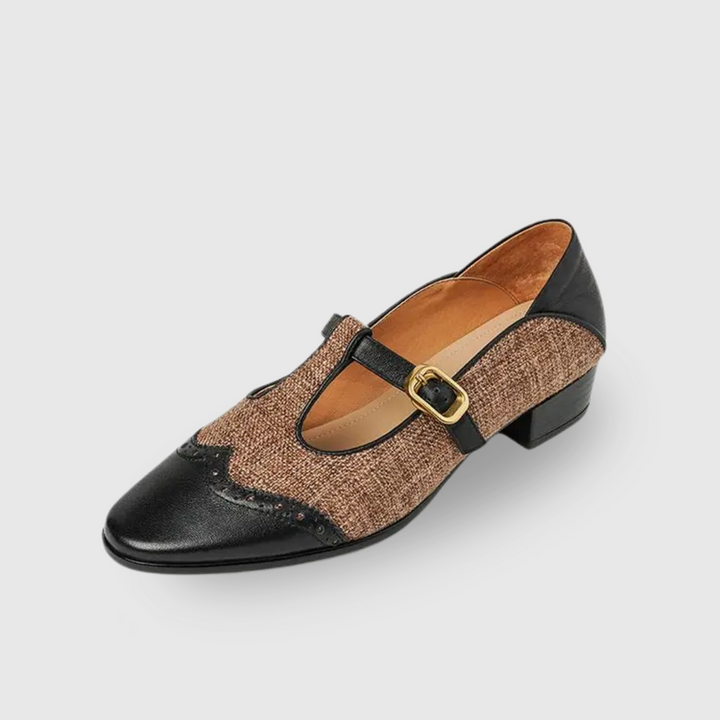 Mora | Two-Tone Brogue T-Bar Flats