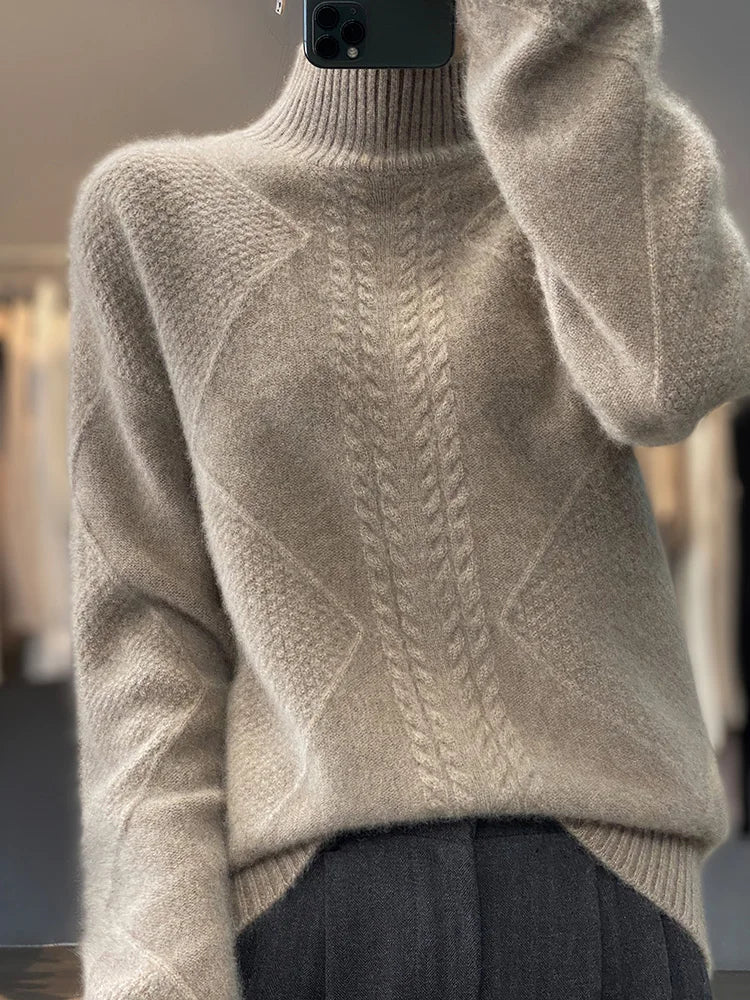 Jinny | Textured Mock-Neck Sweater