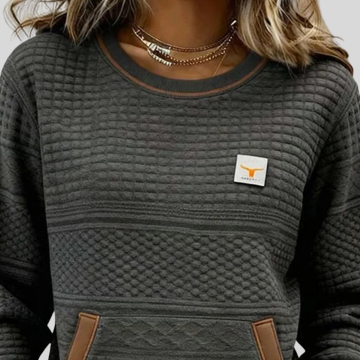 Deborah | Textured Crew Neck Sweatshirt