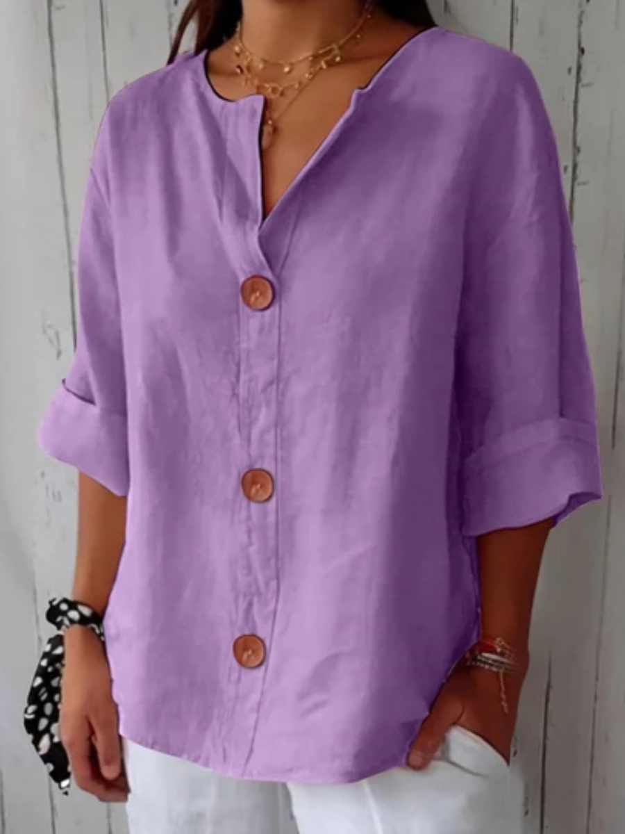 Roxette™ | Classic Relaxed Button Front Blouse
