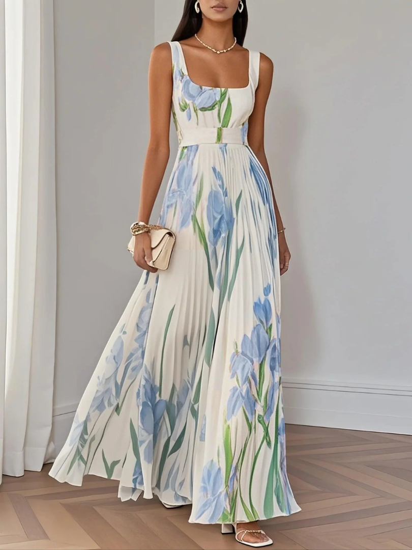 Arianna™ | Pleated Floral Chiffon Maxi Dress