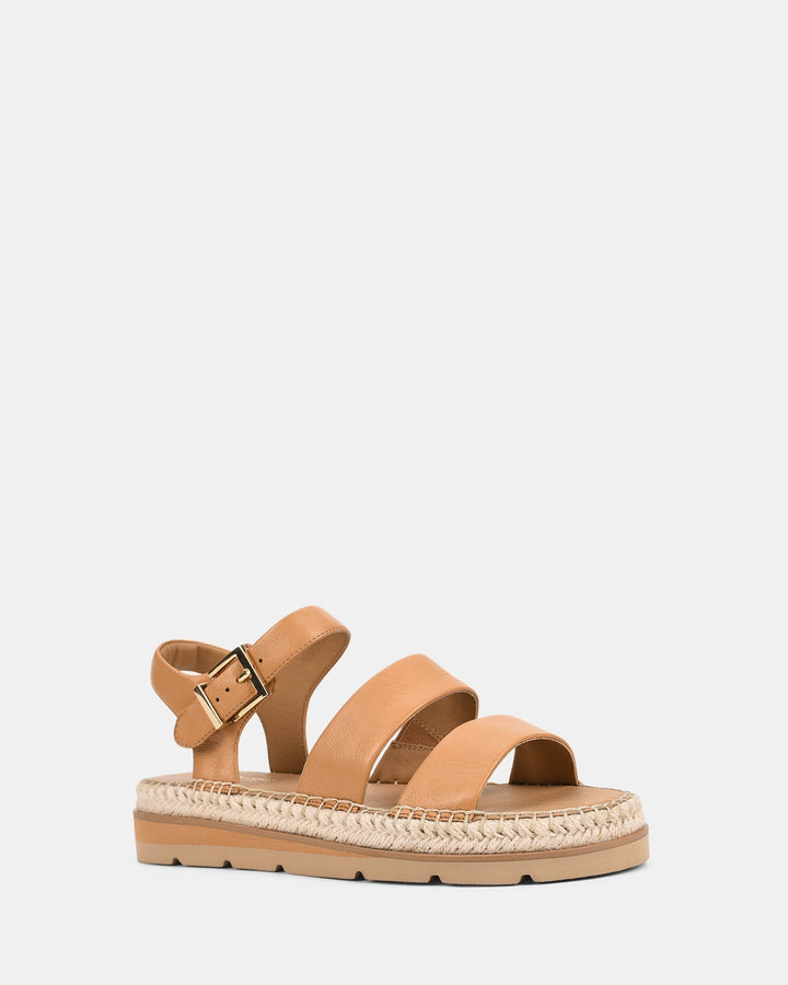 Casual Caramel Women's Sandals with Adjustable Buckle