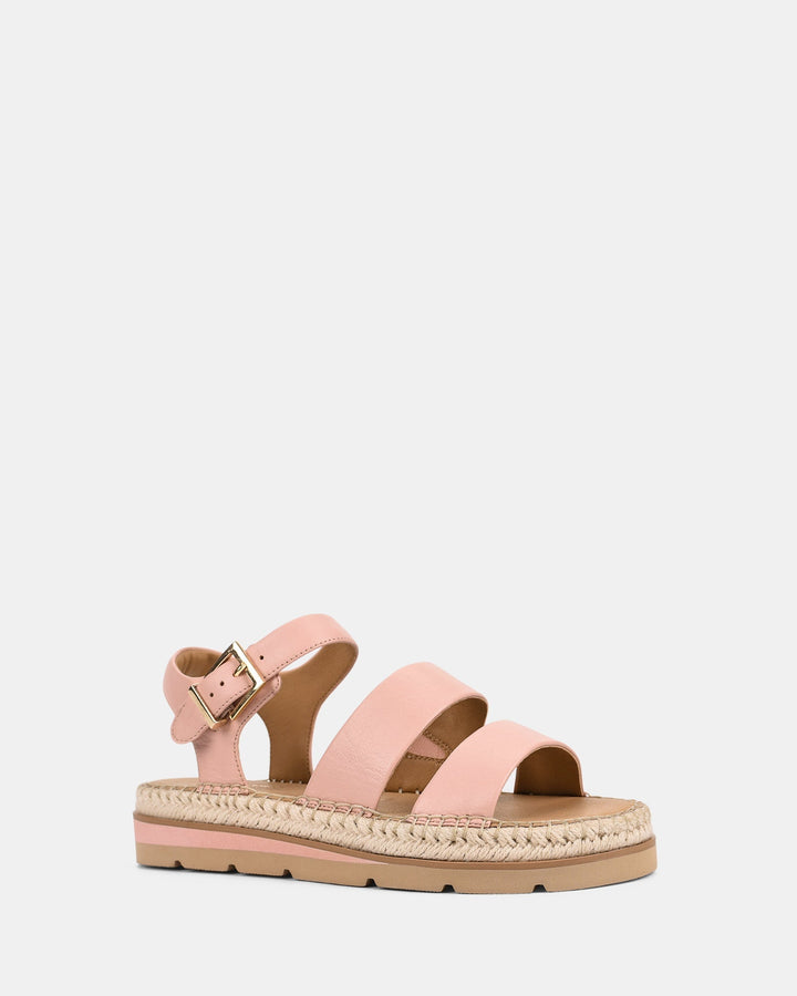 Summer Women's Pink Sandals with Wide Straps and Espadrille Sole