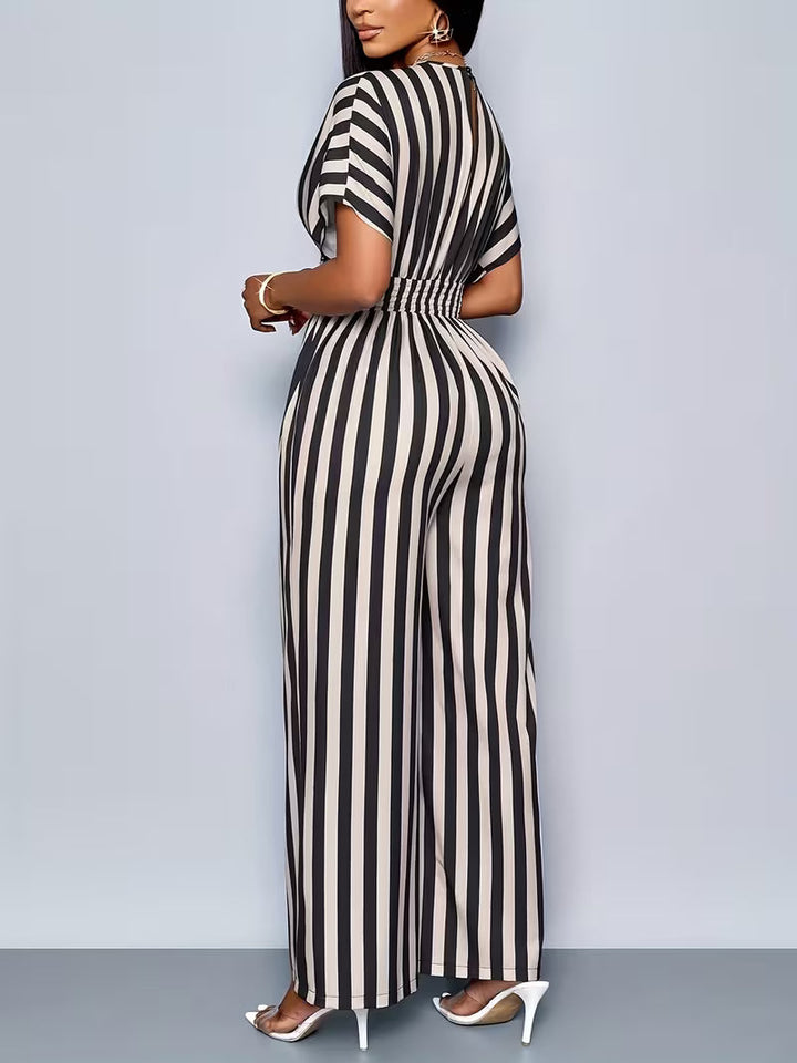Fiora™ | Elegant Striped Wide Leg Jumpsuit