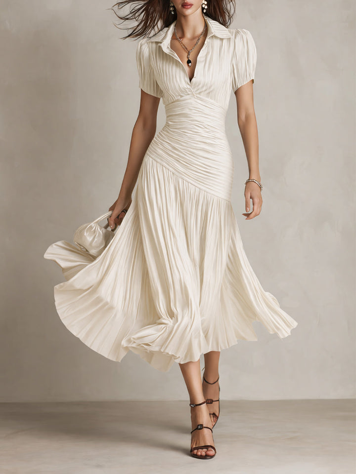 Frances ∙ Retro Striped Satin Midi Dress