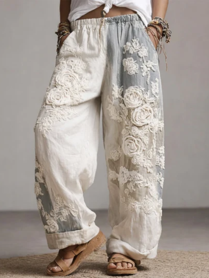 Alvina™ | Elegant Floral Embroidered Wide Leg Pants
