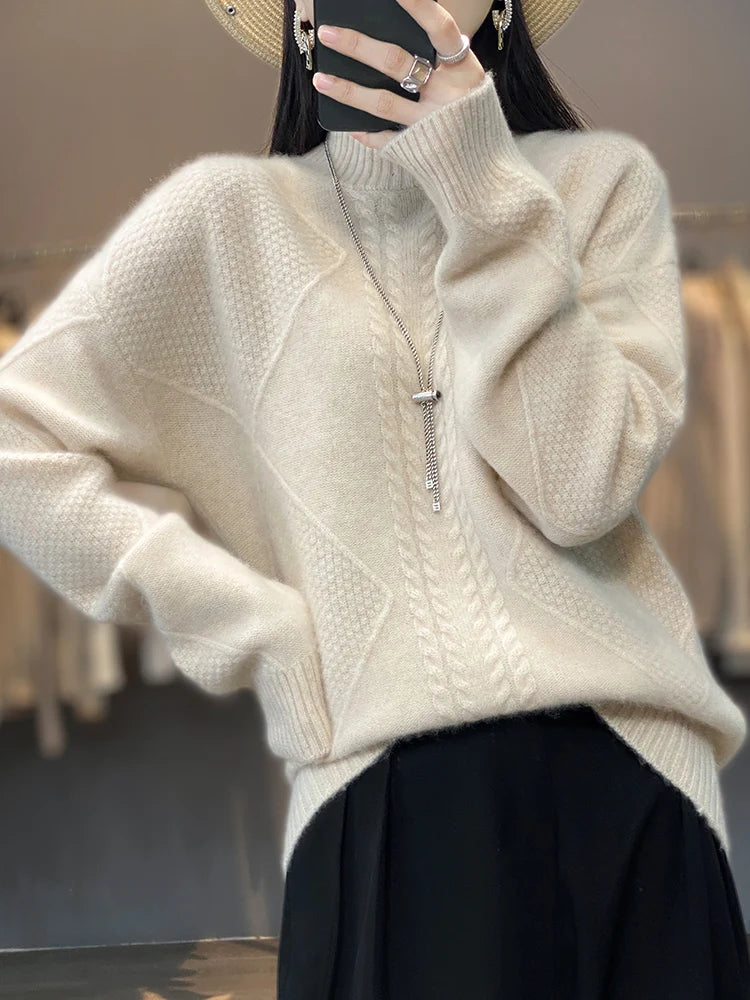 Jinny | Textured Mock-Neck Sweater