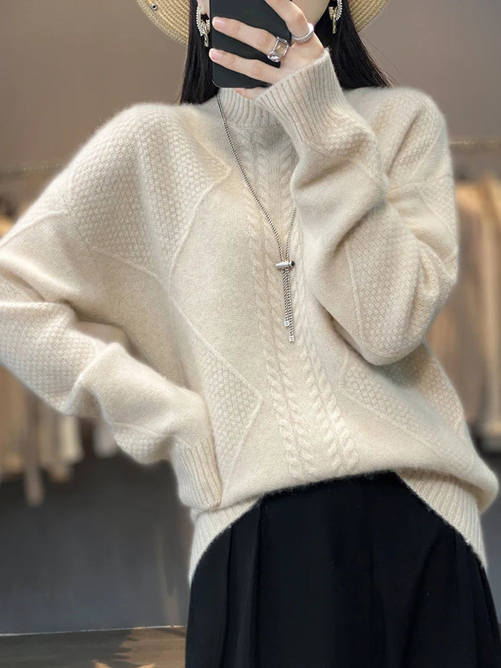 Jinny | Textured Mock-Neck Sweater