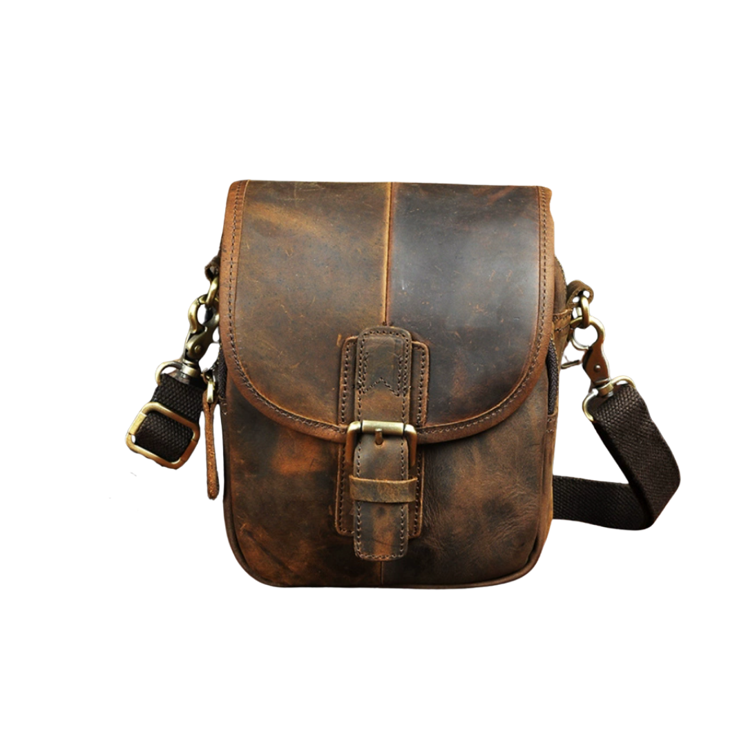Luke - Sleek Leather Crossbody Pouch with Buckle Closure