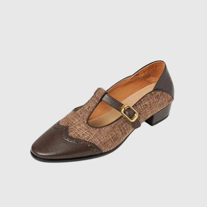Mora | Two-Tone Brogue T-Bar Flats