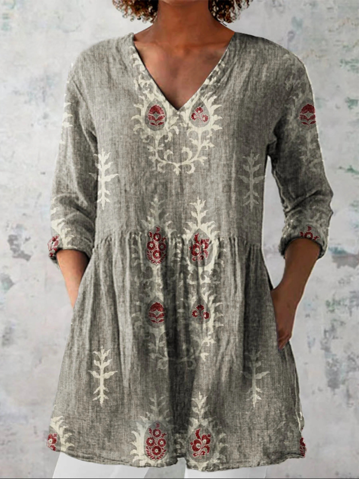 Elise™ | Long Blouse with V-Neck