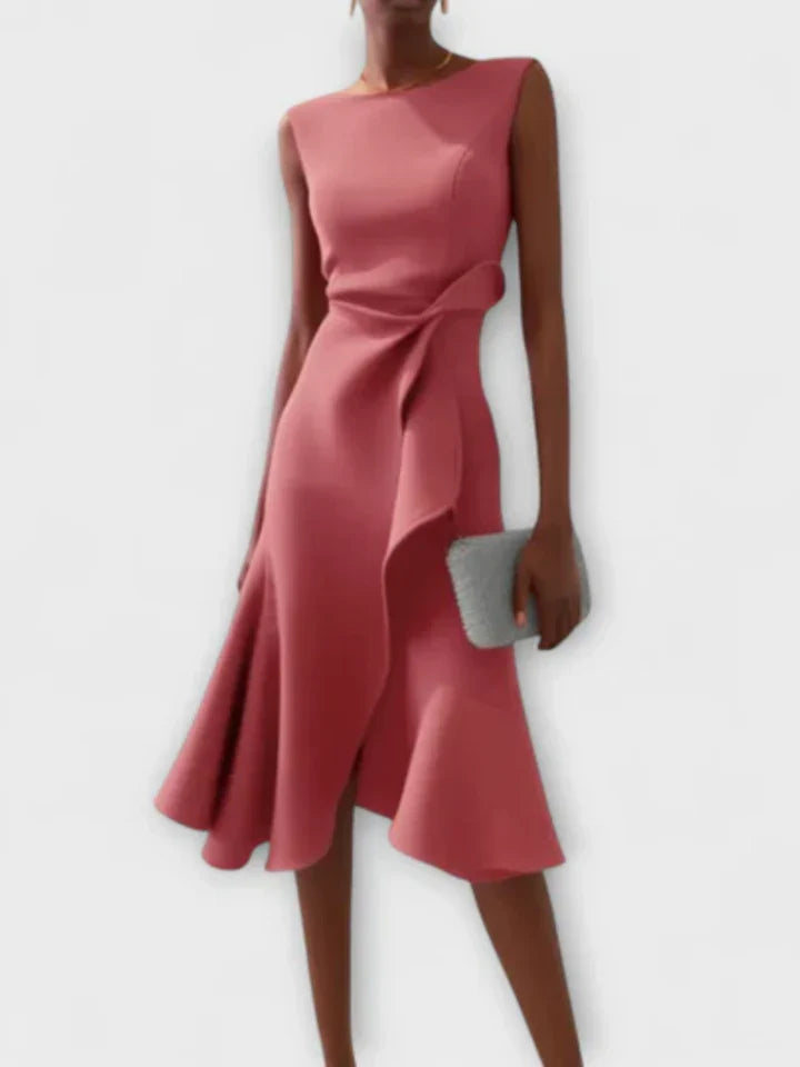 Calina™ | Draped Waist Midi Dress