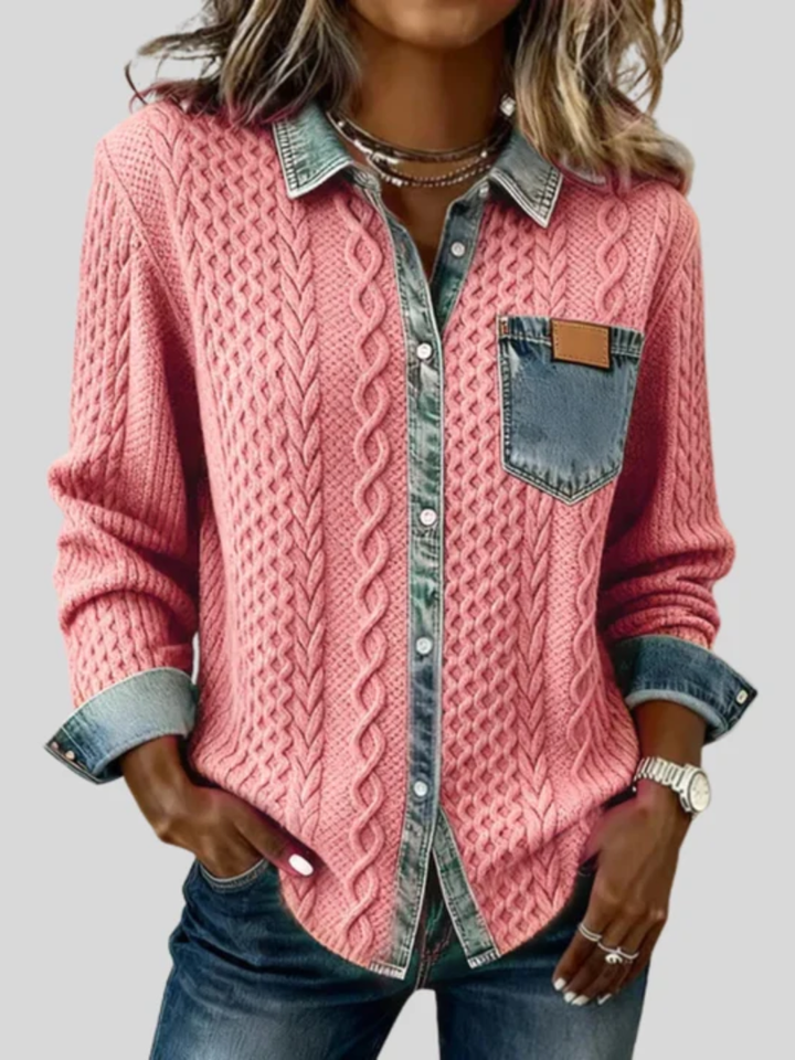 Simone™ | Denim Patchwork Shirt