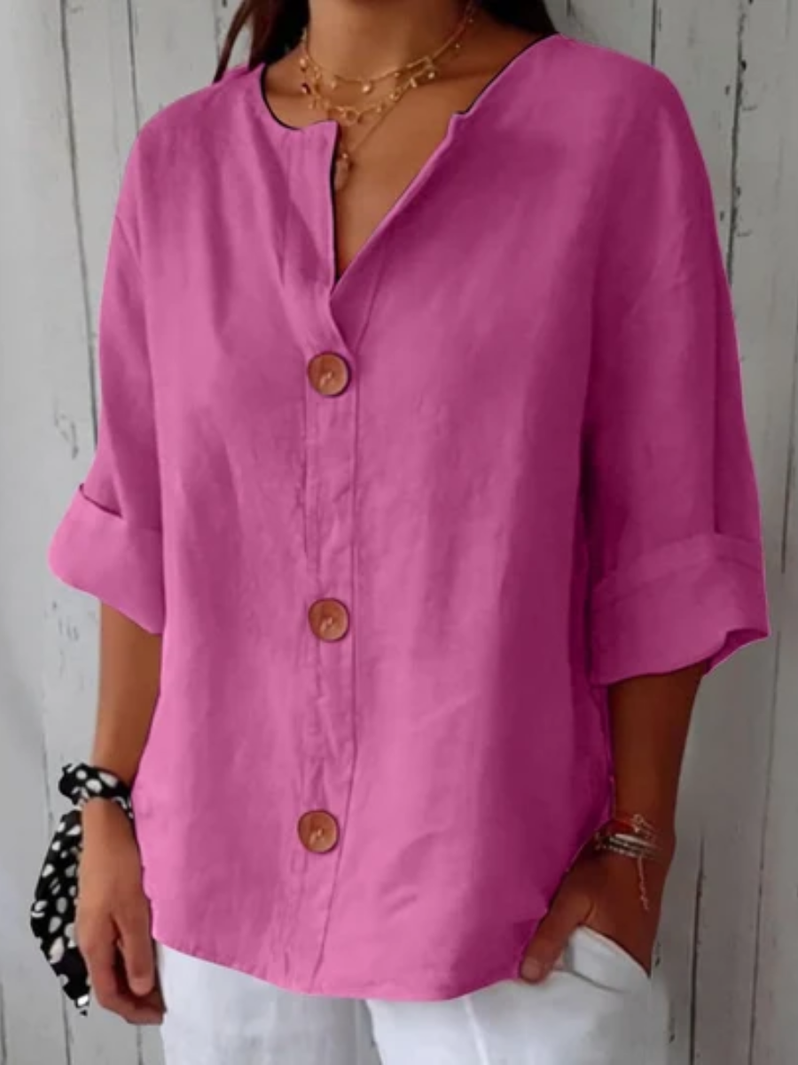 Roxette™ | Classic Relaxed Button Front Blouse