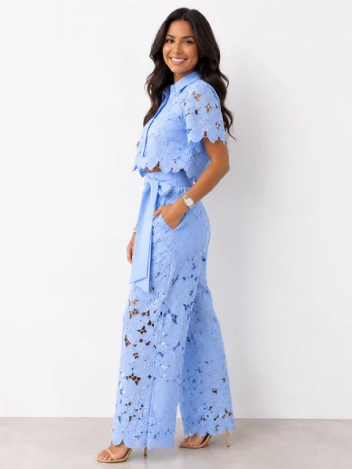 Janice™ | Elegant Floral Lace Two Piece Set