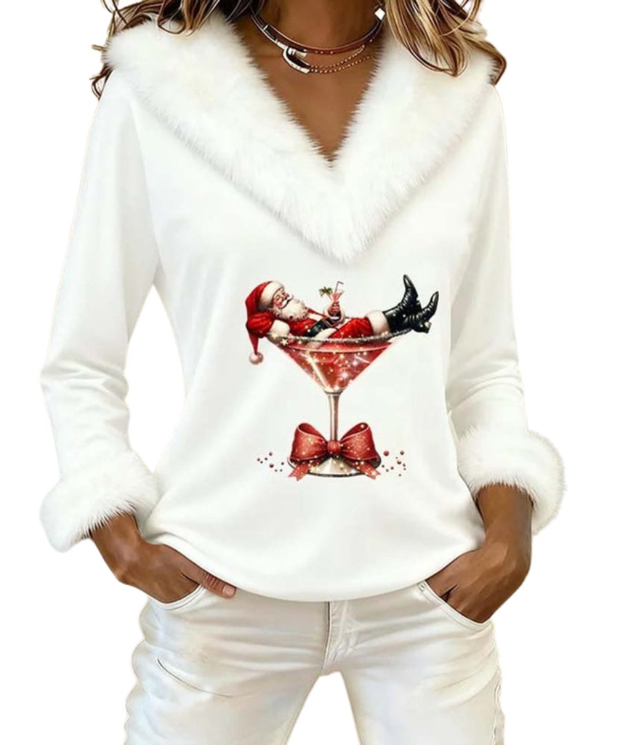 Finola | Faux Fur Collar Christmas Sweater