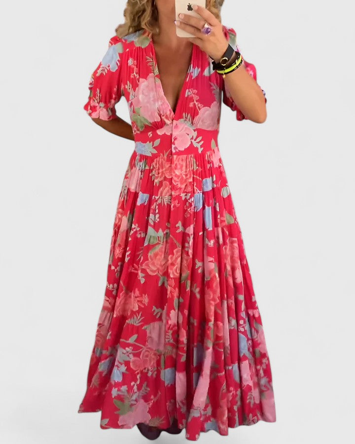 Miriam – Floral Dress with V-Neck