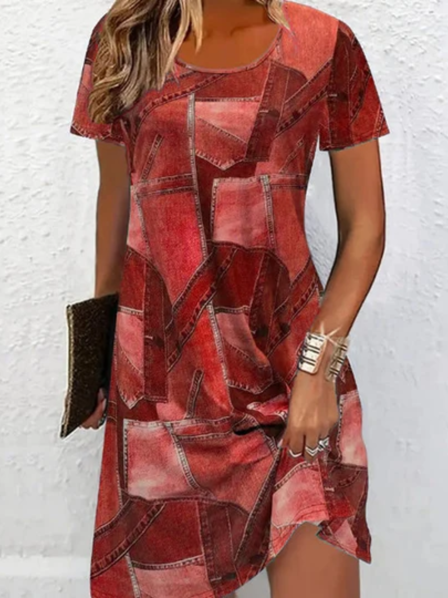 Molly™ | Casual Patchwork Print Midi Dress