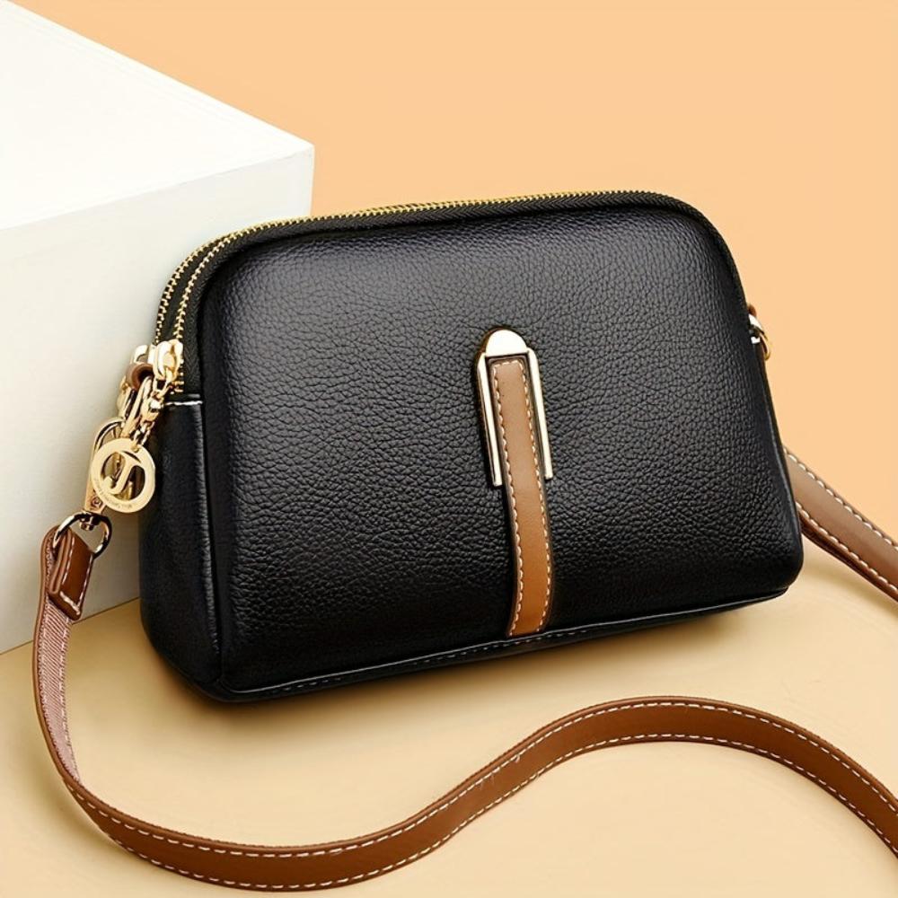 Litchi-Embossed Mila Crossbody Bag