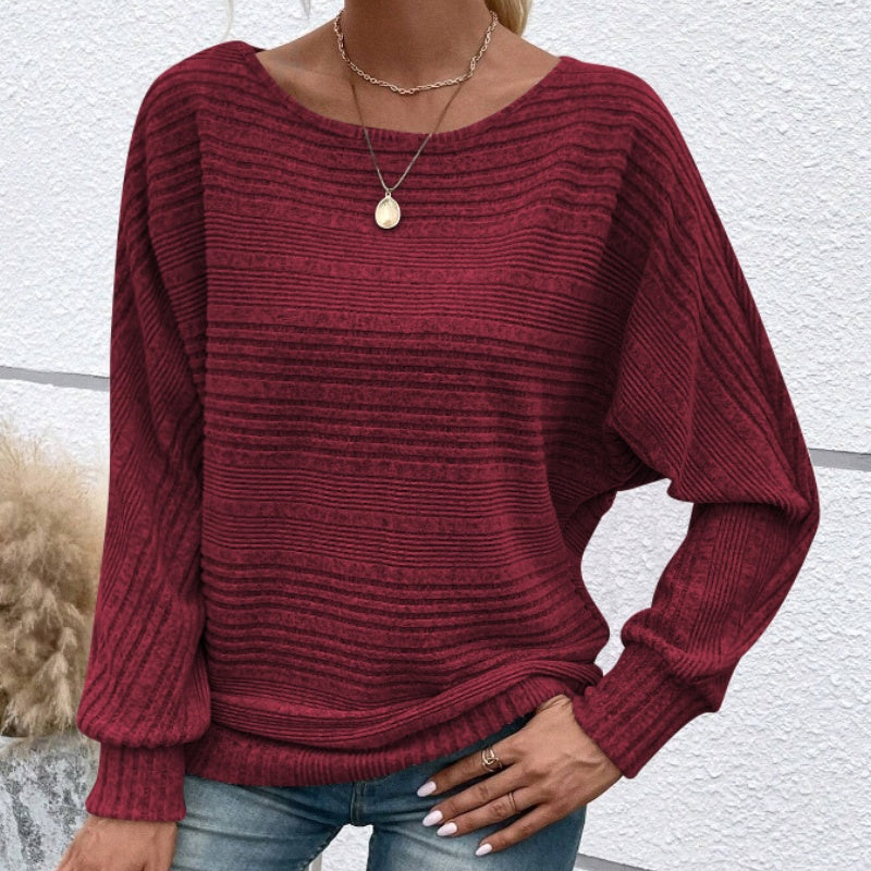 Marnie | Striped Batwing Knit Top