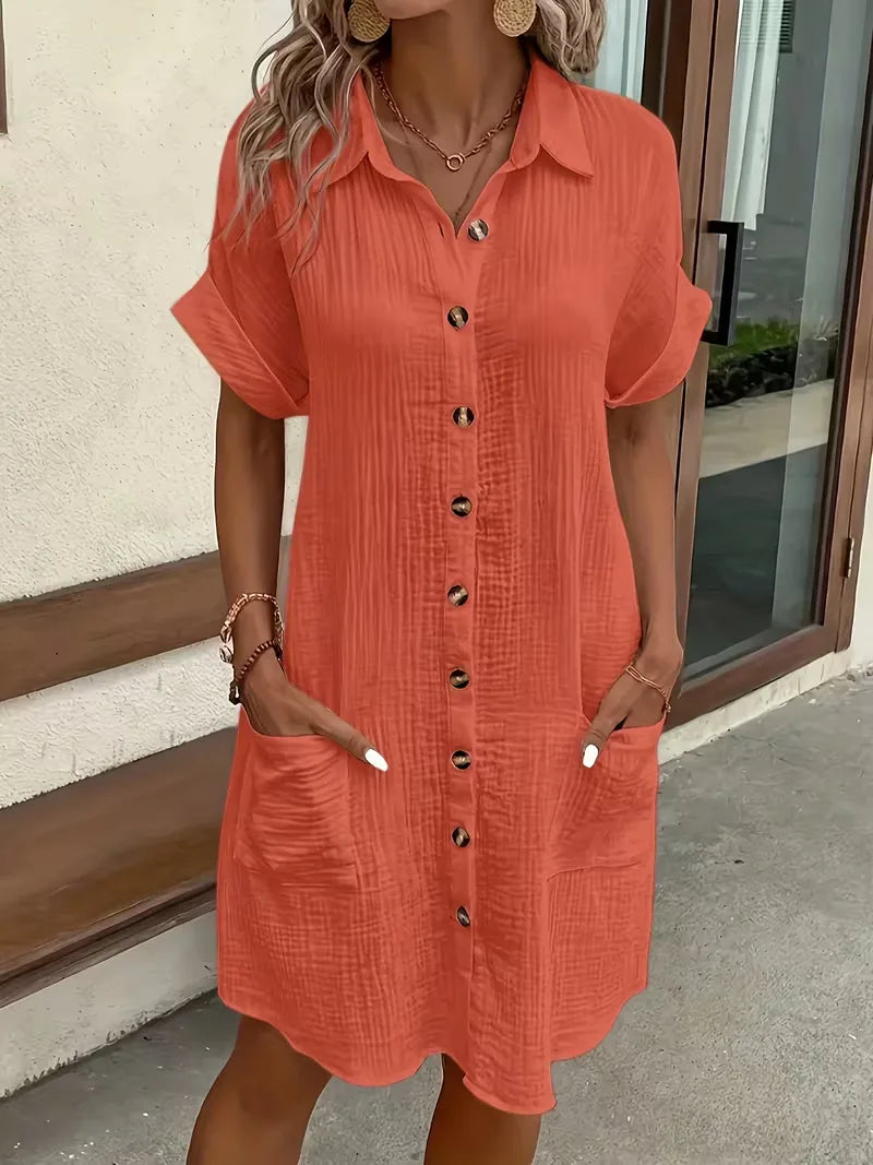 Shirt Dress with Short Sleeves
