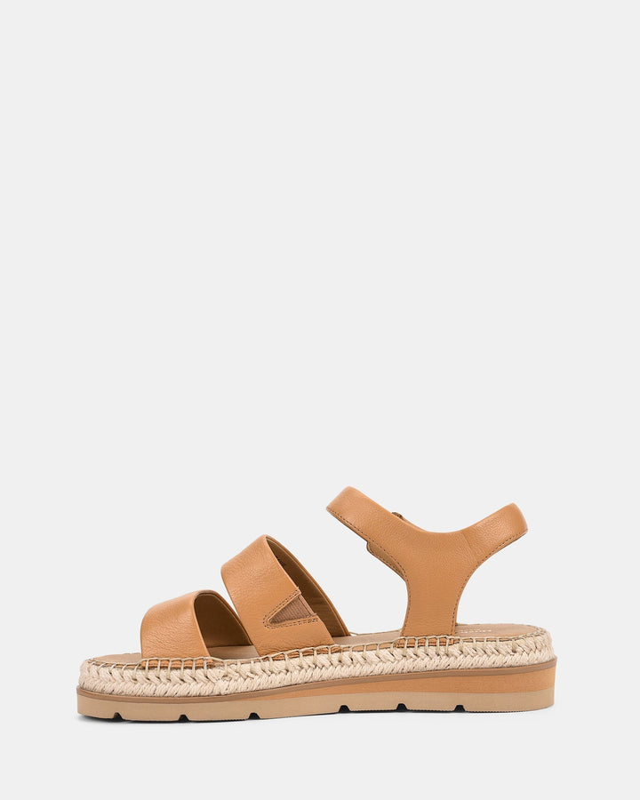 Casual Caramel Women's Sandals with Adjustable Buckle