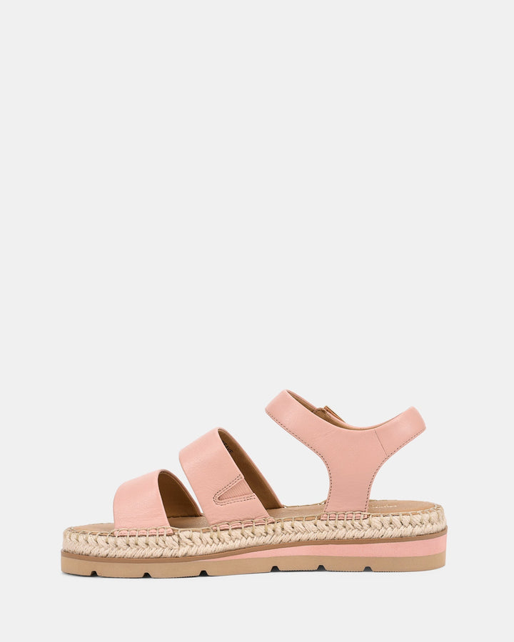 Summer Women's Pink Sandals with Wide Straps and Espadrille Sole