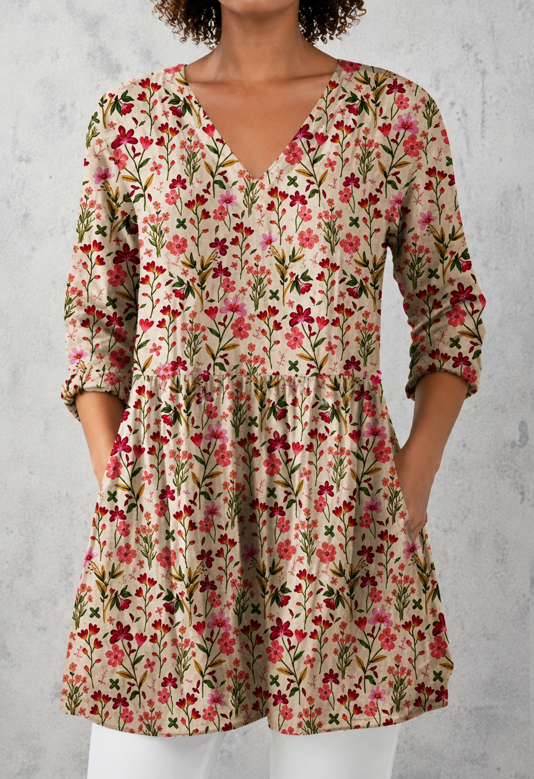 Danika | Long Blouse with V-Neck