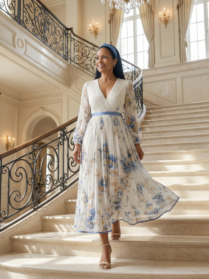 Rielle - Pleated Wrap Midi Dress