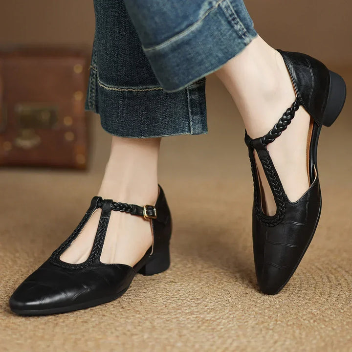 Katharina | Braided T-Strap Shoes