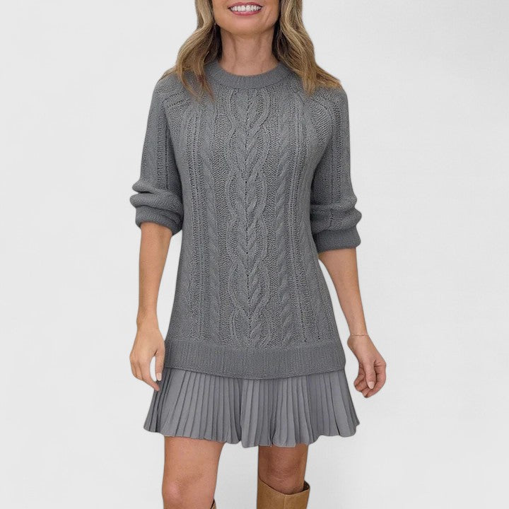 Olwyn | Cable Knit Ruffle Hem Dress