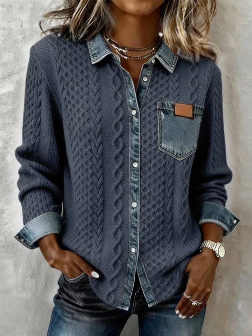 Simone™ | Denim Patchwork Shirt