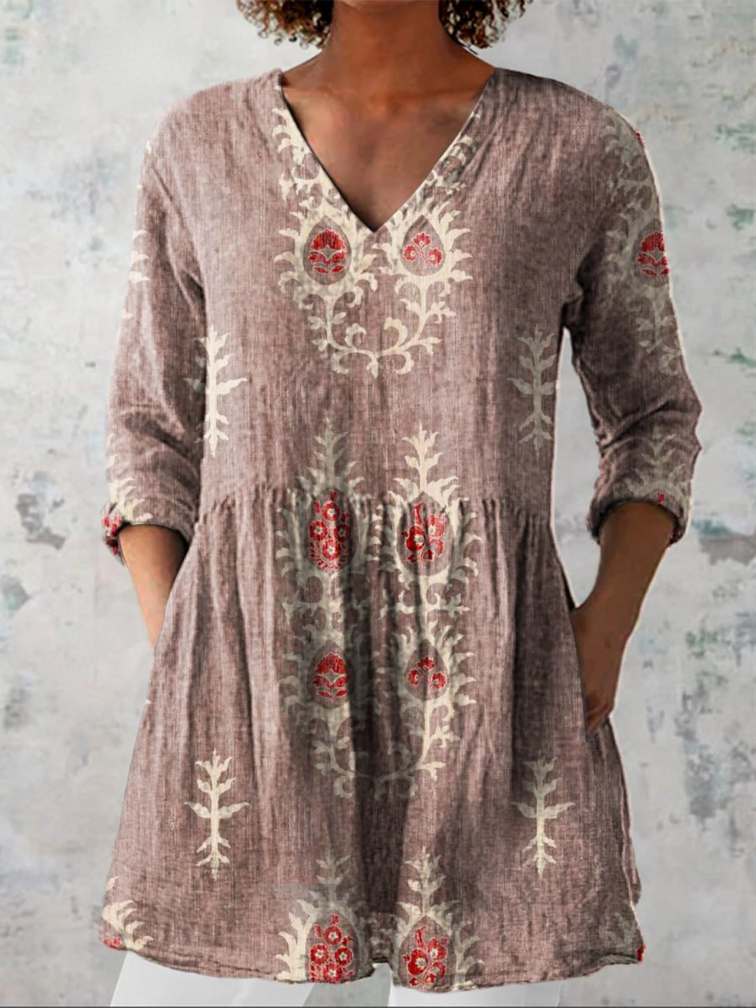 Elise™ | Long Blouse with V-Neck