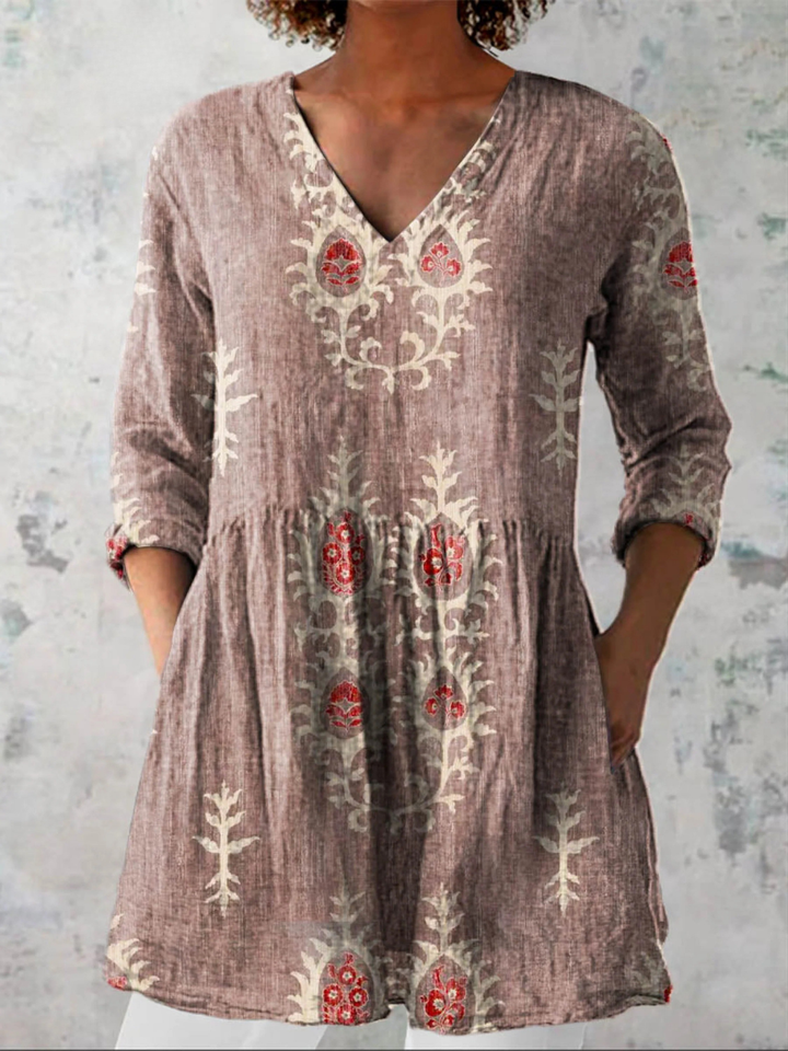 Elise™ | Long Blouse with V-Neck