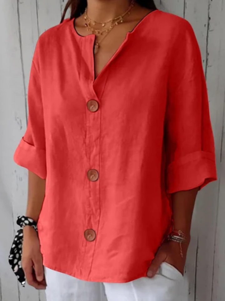 Roxette™ | Classic Relaxed Button Front Blouse