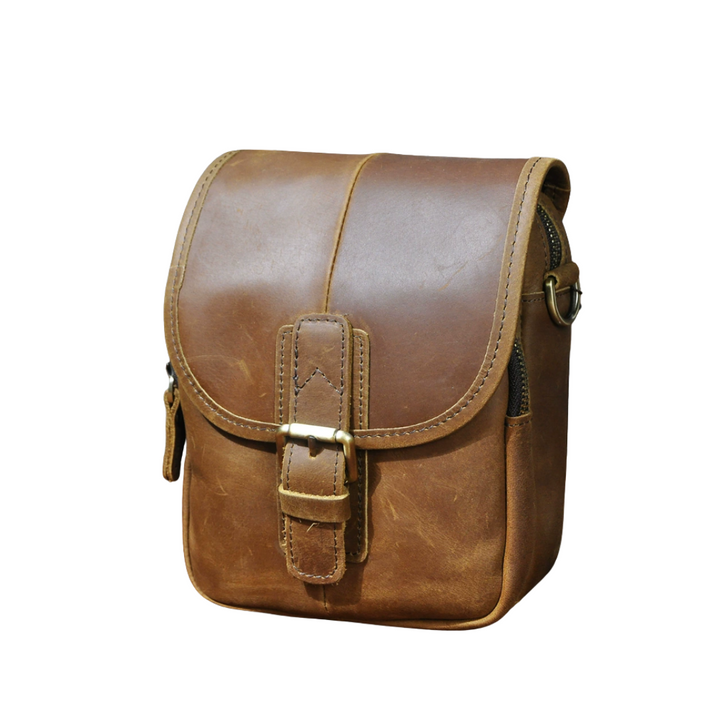 Luke - Sleek Leather Crossbody Pouch with Buckle Closure