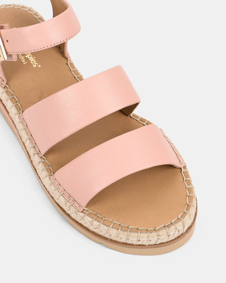 Summer Women's Pink Sandals with Wide Straps and Espadrille Sole