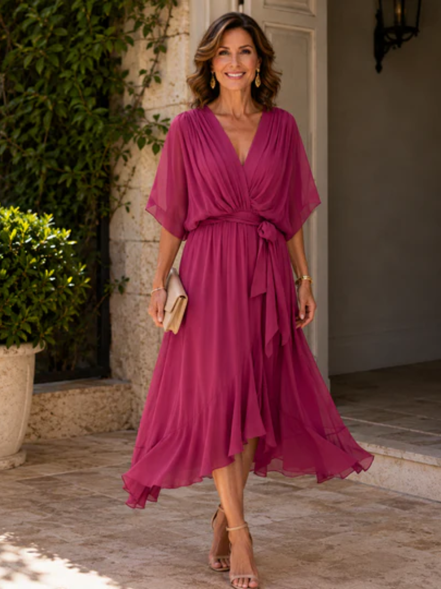 Monica™ | Elegant V-Neck Dress